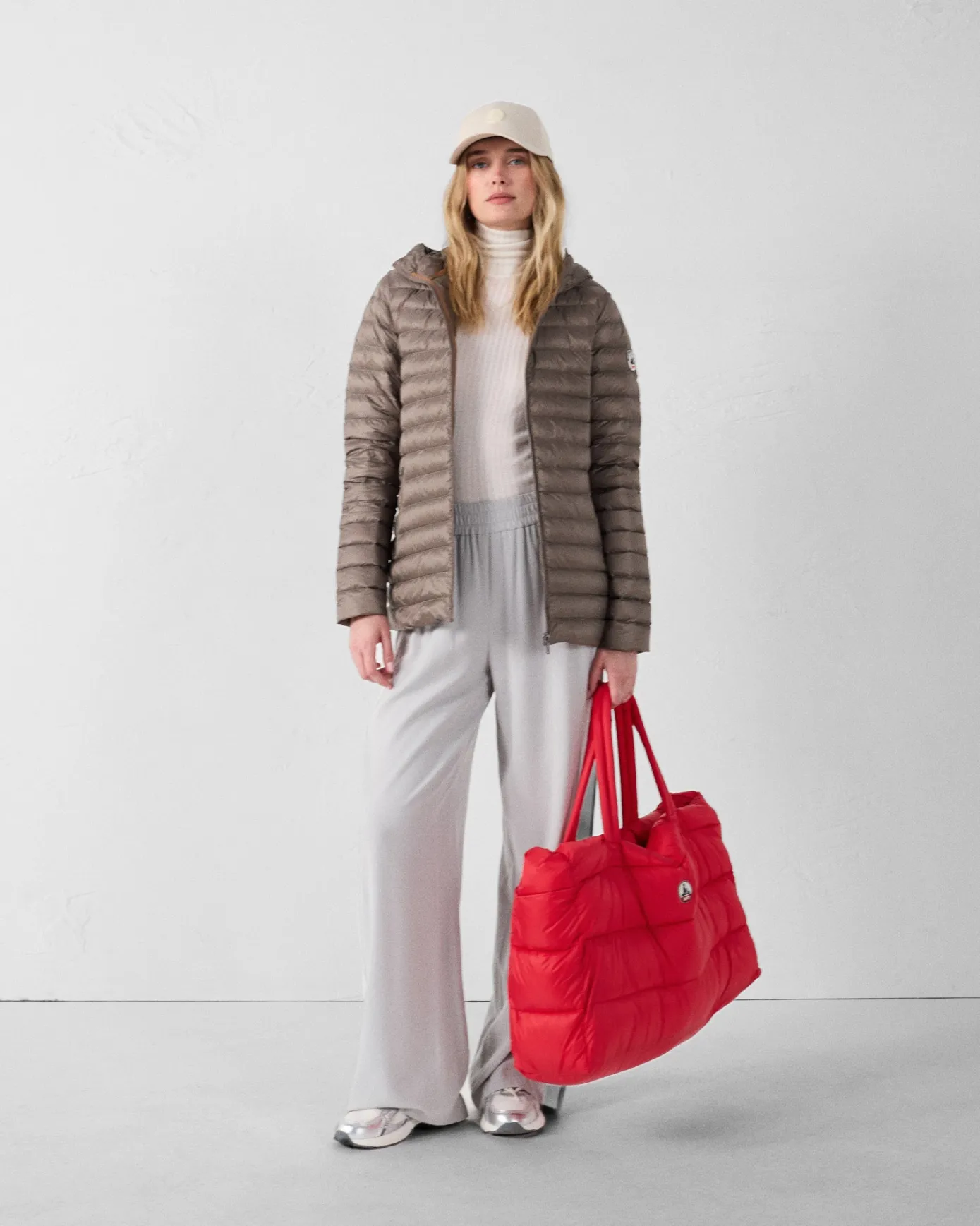 Doudoune mi-longue Taupe Claudie
