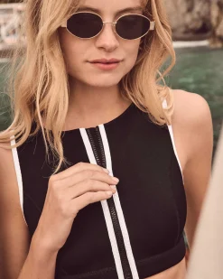 Haut de maillot de bain en néoprène Noir Jisoo top