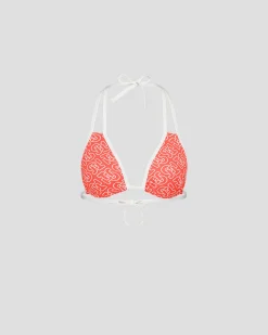 Haut de maillot de bain triangle Mono rouge feu Maddie monogram top