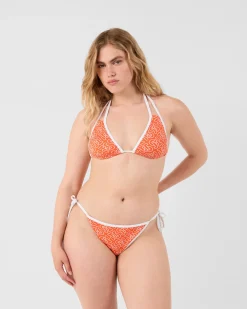Haut de maillot de bain triangle Mono rouge feu Maddie monogram top