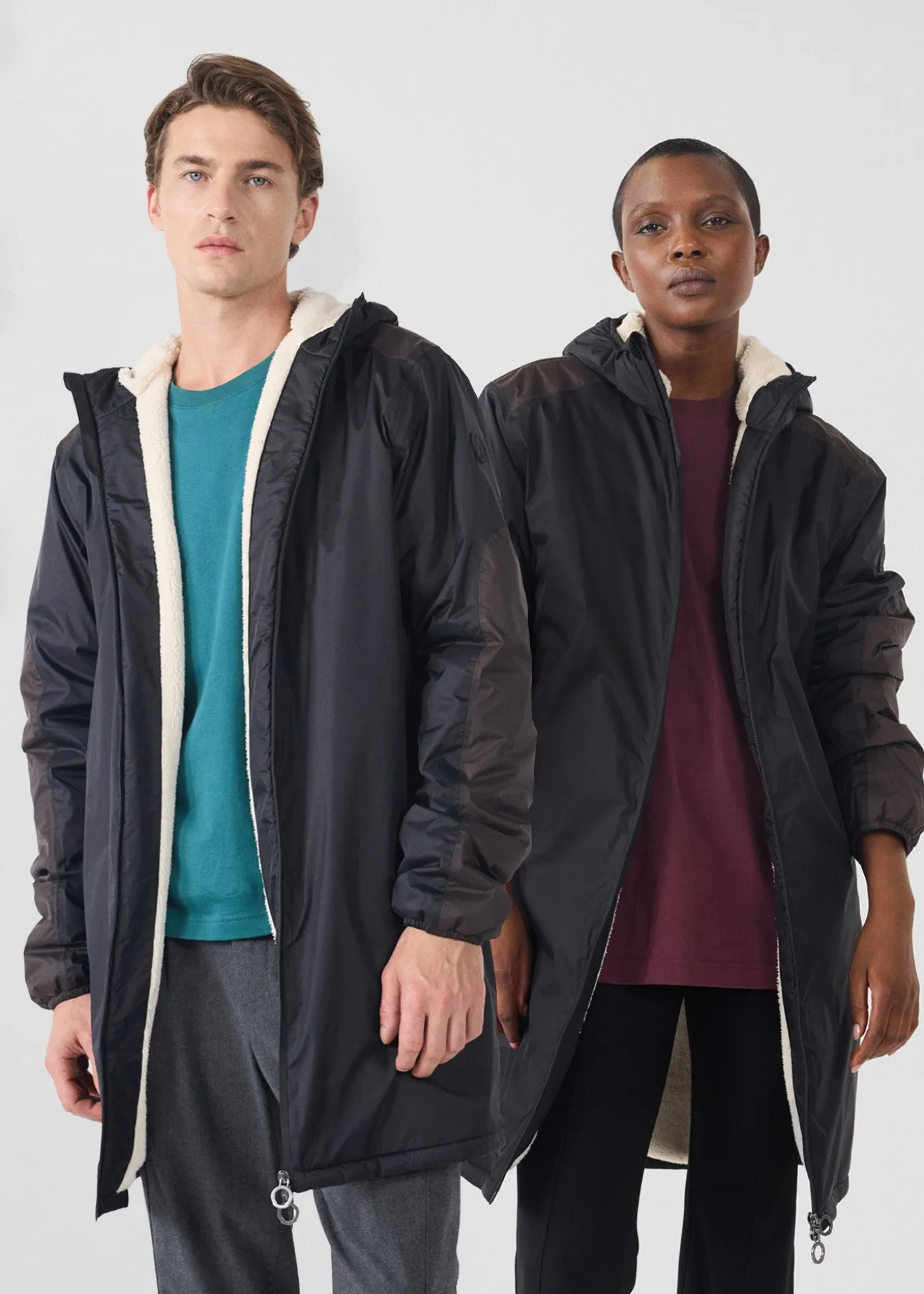 Imperméable sherpa long Noir Hallin sherpa