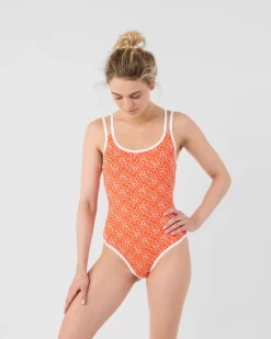 Maillot de bain femme Mono rouge feu Mary monogram