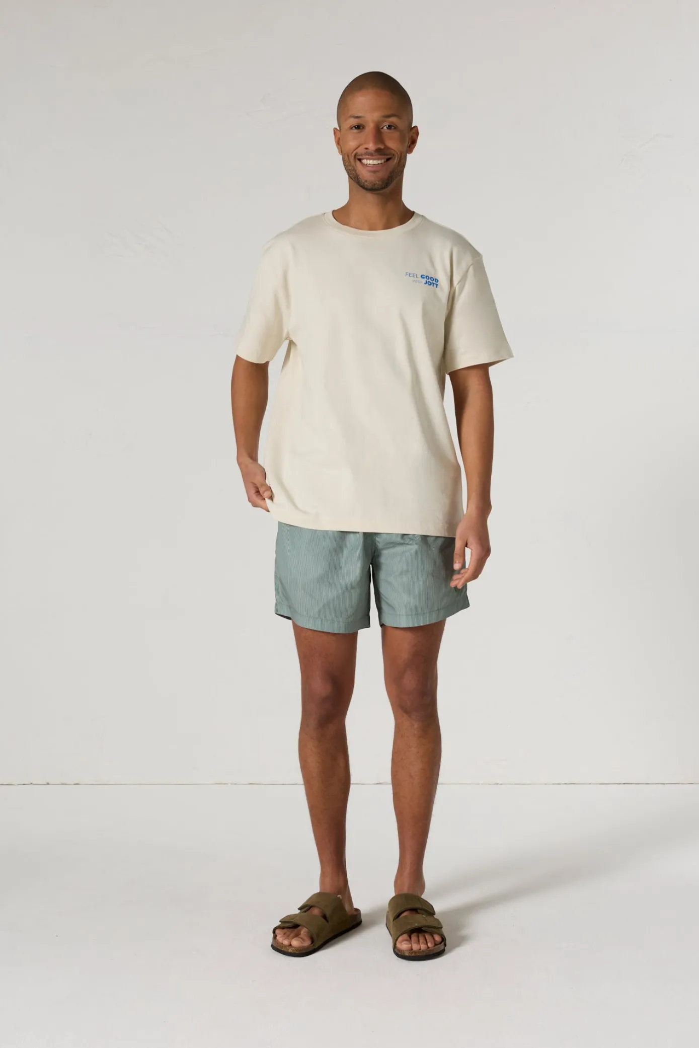Maillot de bain Vert sauge rayé Ian stripe