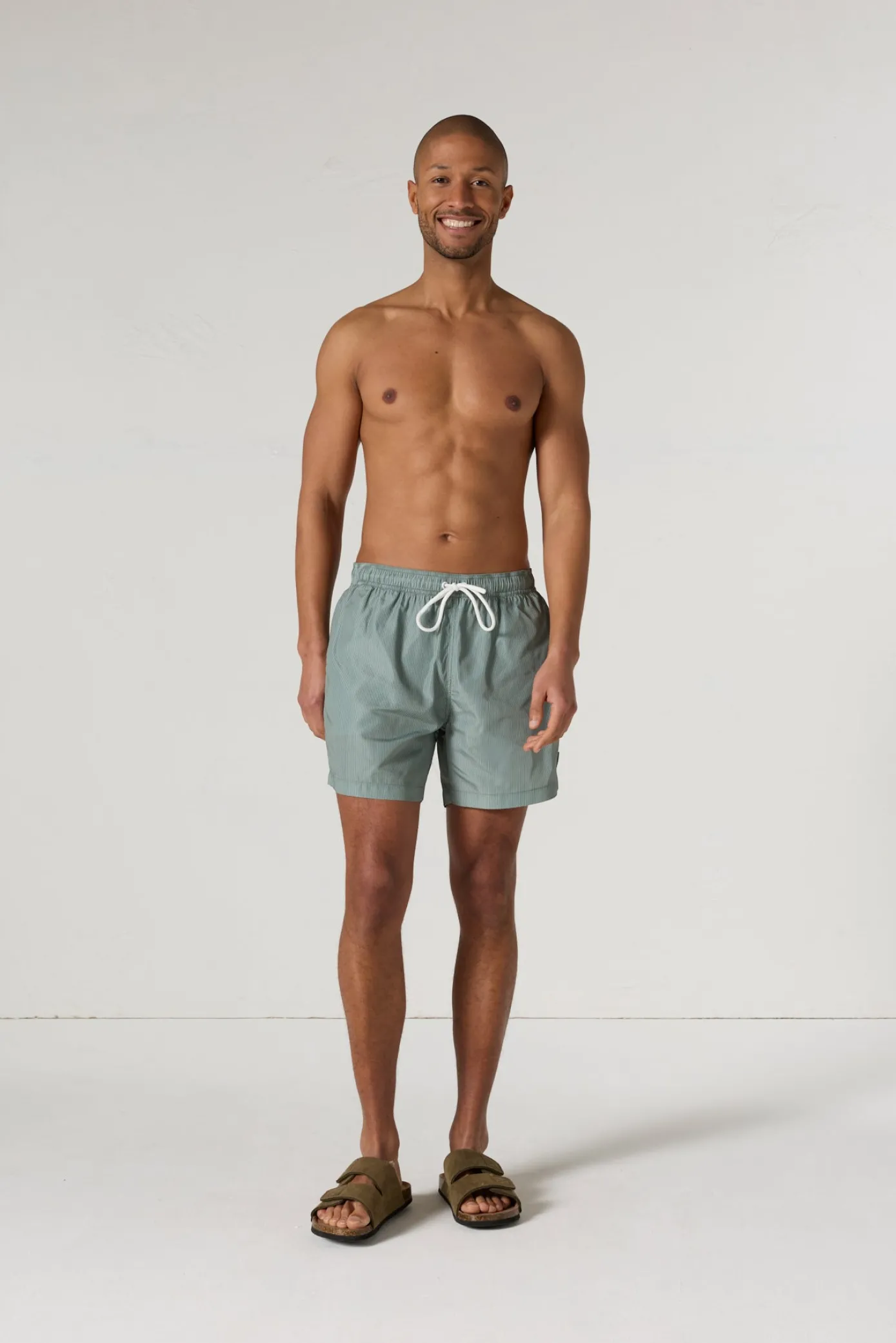 Maillot de bain Vert sauge rayé Ian stripe