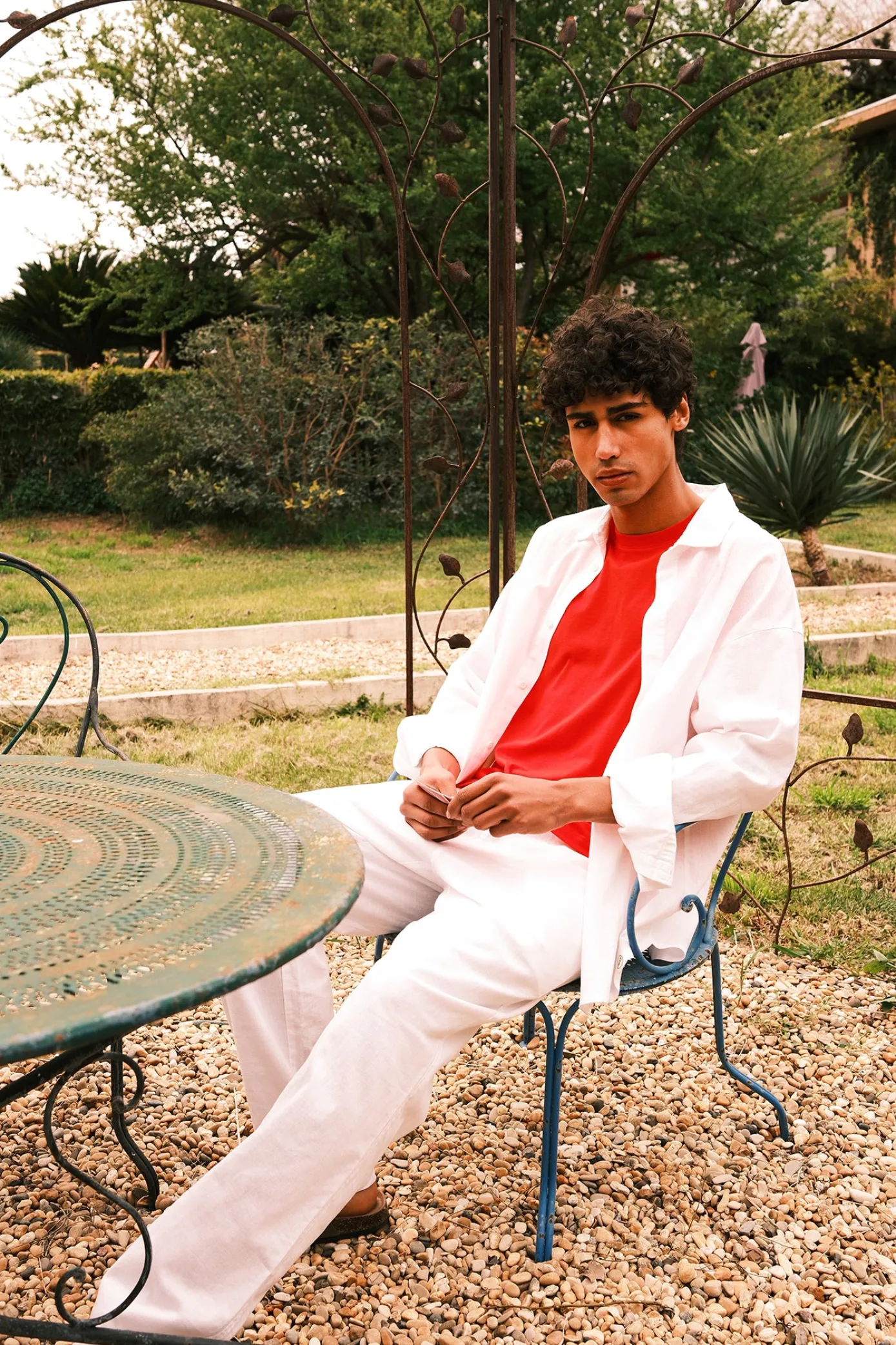Pantalon droit en lin Blanc Caspian