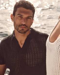 Polo en maille de coton Noir Bruno