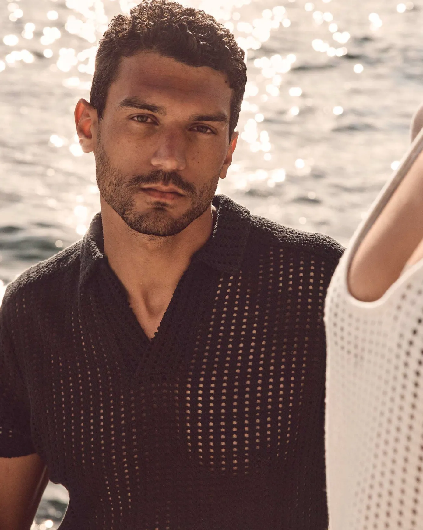 Polo en maille de coton Noir Bruno