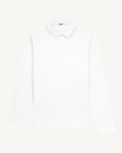 Polo manches longues en coton Blanc Carlos