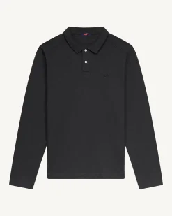 Polo manches longues en coton Noir Carlos