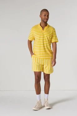 Polo éponge manches courtes Jaune abeille rayé Buggy stripe