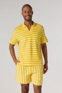 Polo éponge manches courtes Jaune abeille rayé Buggy stripe