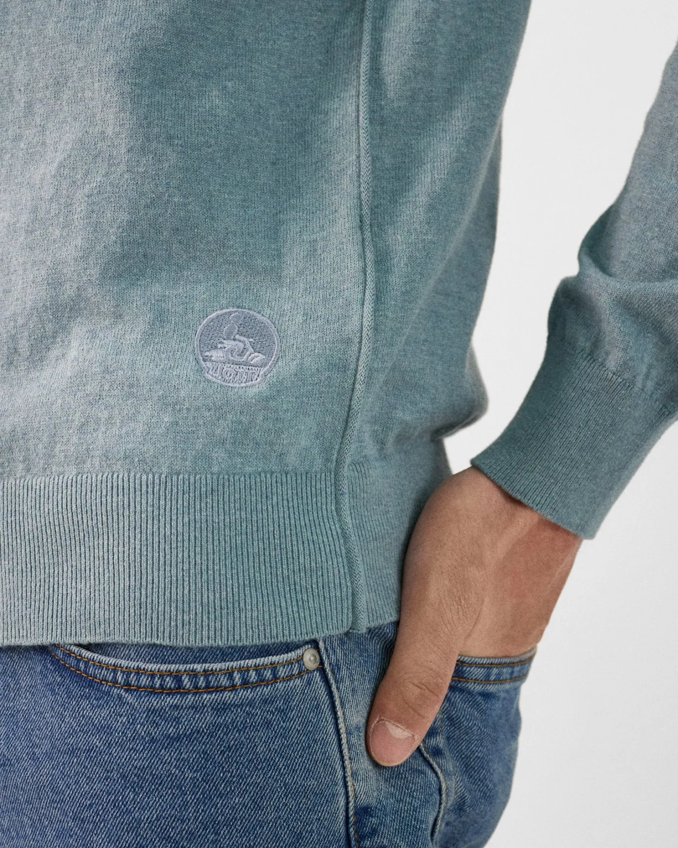 Pull en maille col rond Vert minéral Hadrien