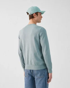 Pull en maille col rond Vert minéral Hadrien