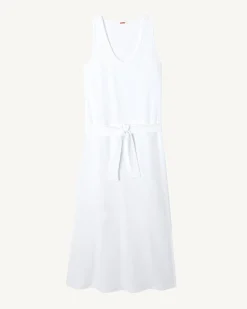 Robe longue ceinturée éponge Blanc Ibiza