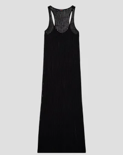 Robe longue en maille de coton Noir Euginia