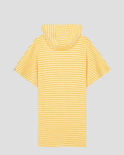 Robe éponge à capuche Jaune abeille rayé Pearl stripe