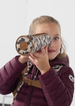 Sac à dos + trousse Leopard beige Pupil print