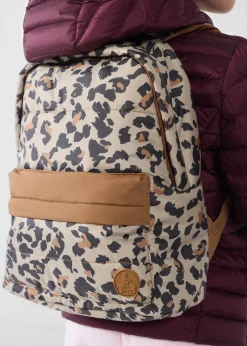 Sac à dos + trousse Leopard beige Pupil print