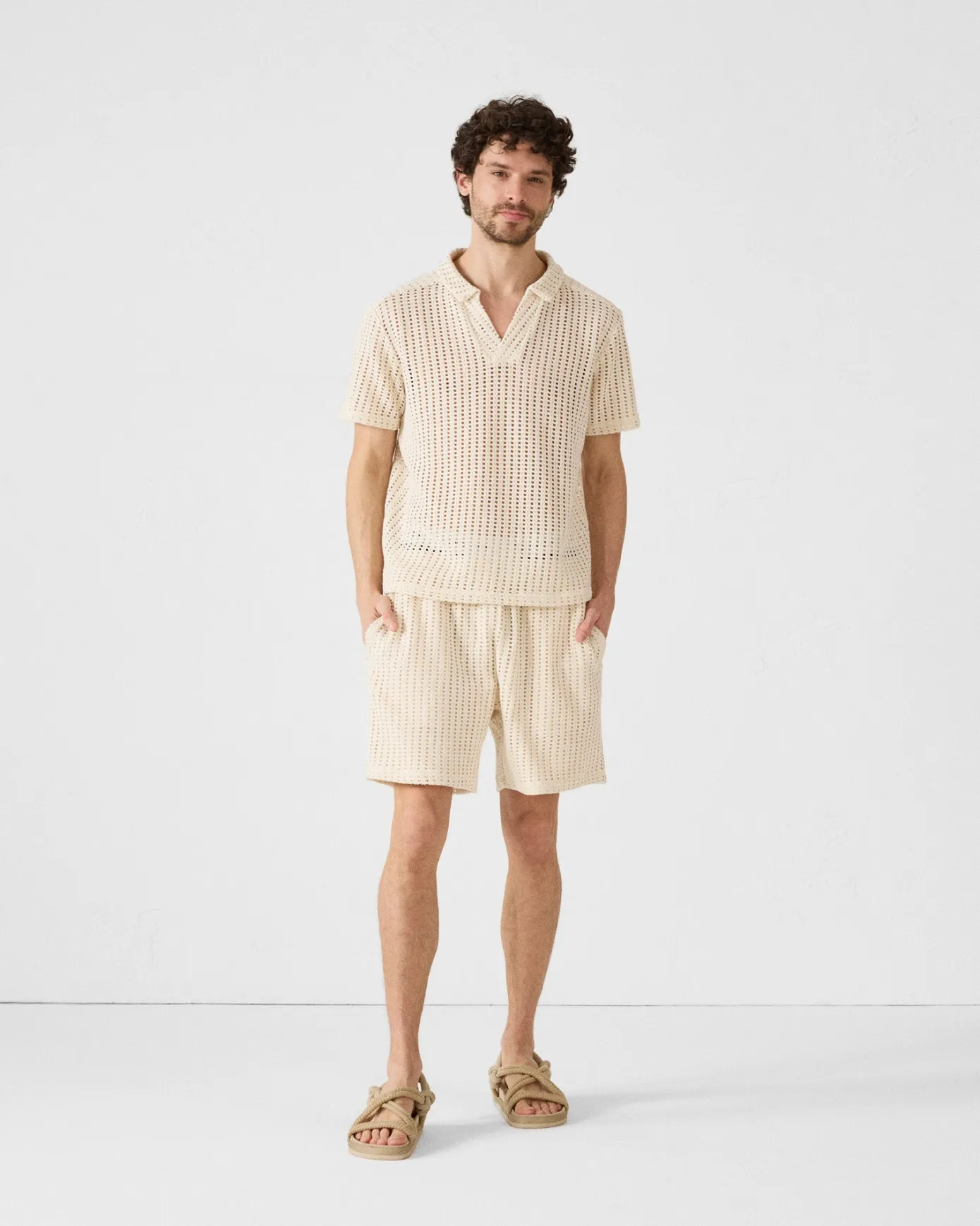 Short en maille de coton Naturel Vittorio