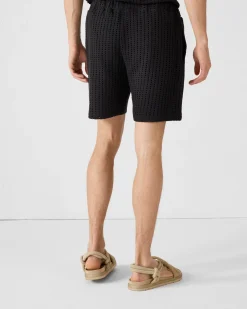 Short en maille de coton Noir Vittorio