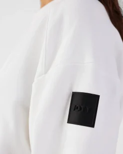 Sweat bimatière col rond Blanc Pinako