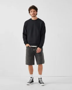 Sweat bimatière col rond Noir Alphonse