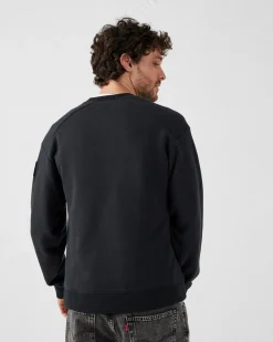 Sweat bimatière col rond Noir Alphonse