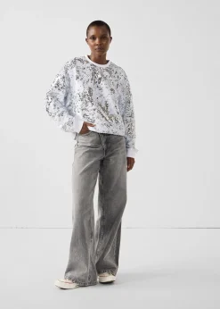 Sweat à sequins Blanc/argent Jeanne