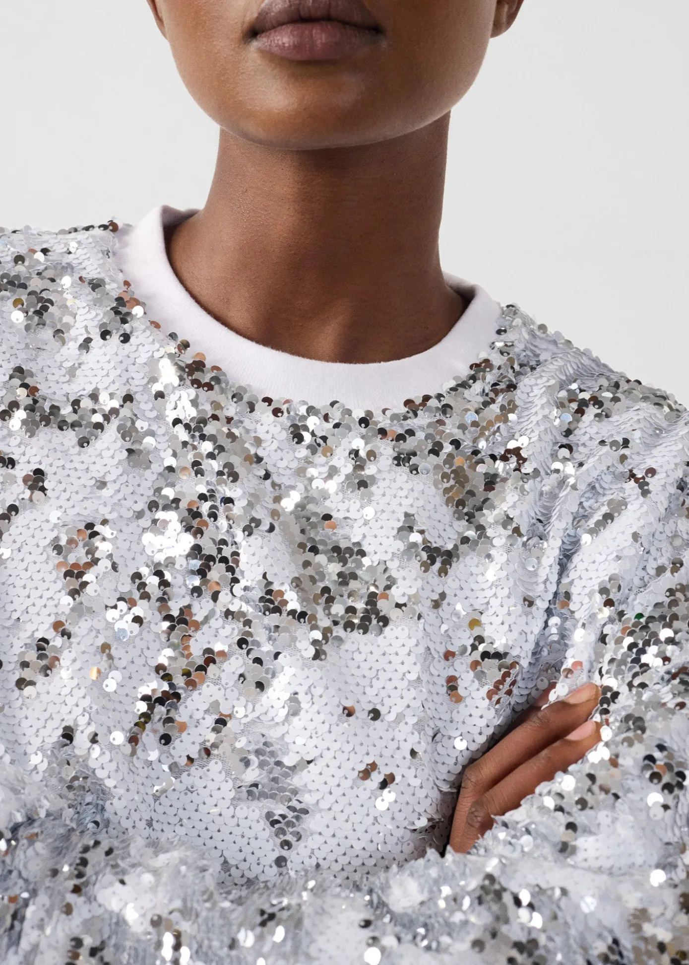 Sweat à sequins Blanc/argent Jeanne