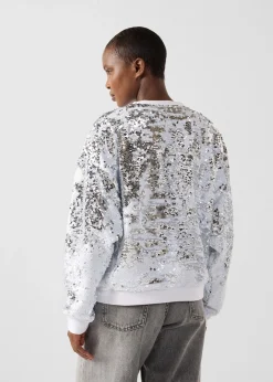 Sweat à sequins Blanc/argent Jeanne