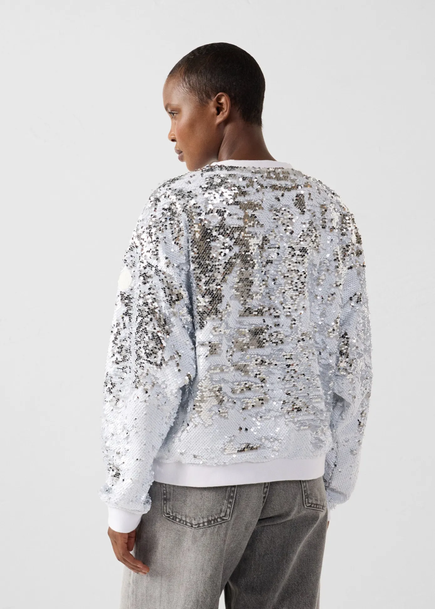 Sweat à sequins Blanc/argent Jeanne
