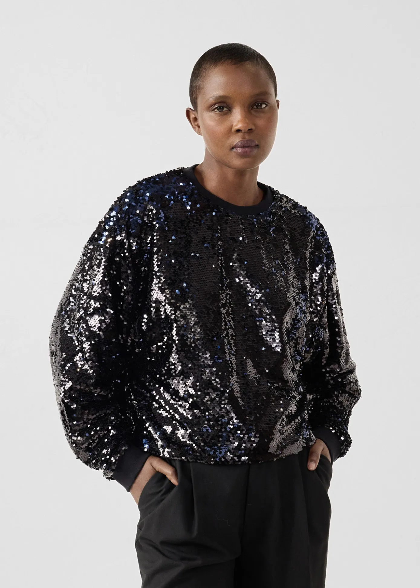 Sweat à sequins Noir/marine Jeanne