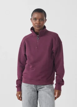 Sweatshirt demi-zippé Cerise noire Line