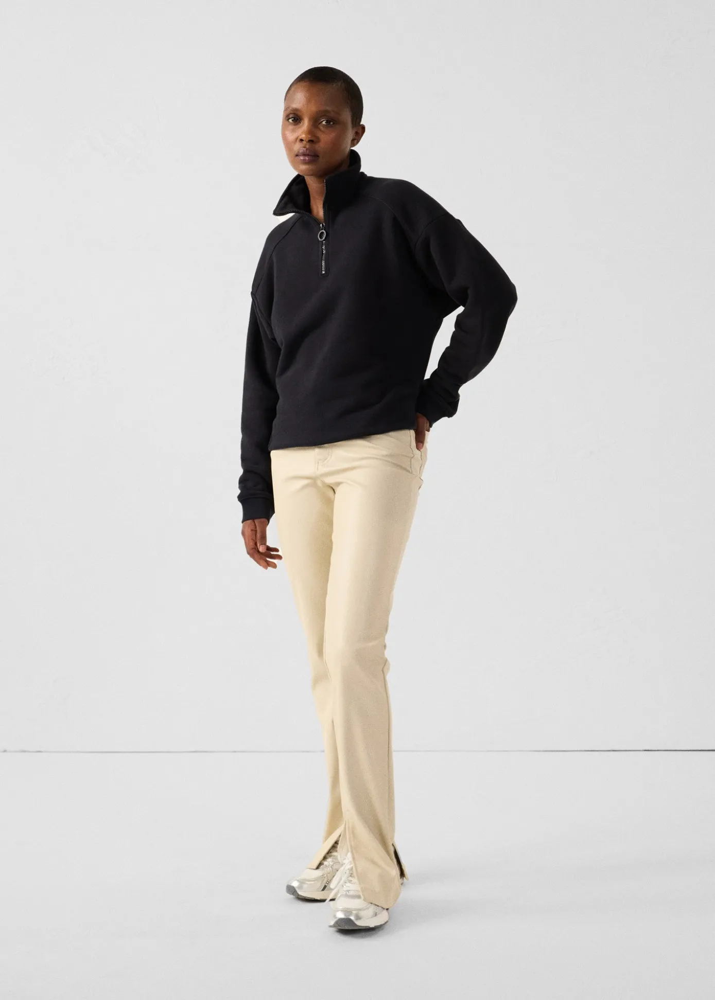 Sweatshirt demi-zippé Noir Line