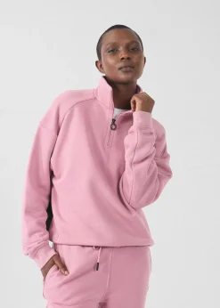 Sweatshirt demi-zippé Rose antique Line