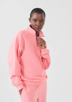 Sweatshirt demi-zippé Vibrant pink Line