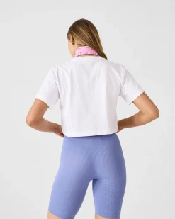 T-shirt col rond en coton Blanc Mazu
