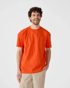 T-shirt col rond en coton Rouge feu Narong
