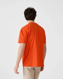 T-shirt col rond en coton Rouge feu Narong