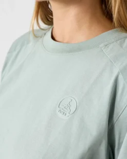 T-shirt col rond en coton Vert minéral Mazu