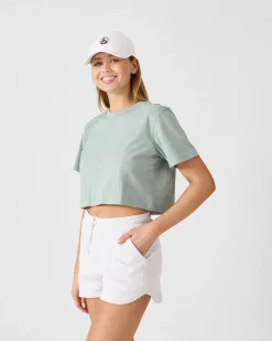 T-shirt col rond en coton Vert minéral Mazu