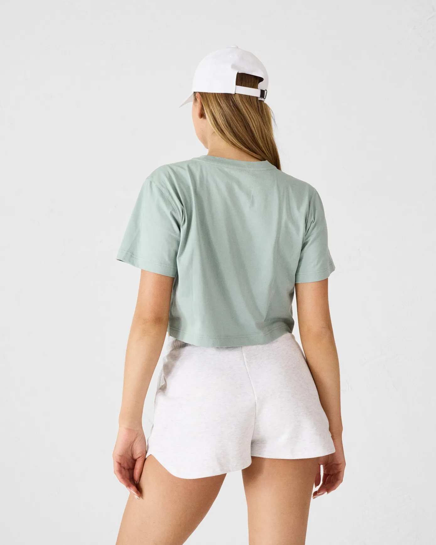 T-shirt col rond en coton Vert minéral Mazu