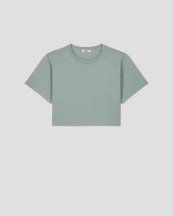 T-shirt col rond en coton Vert minéral Mazu