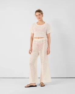 T-shirt col rond en maille de coton Naturel Giada