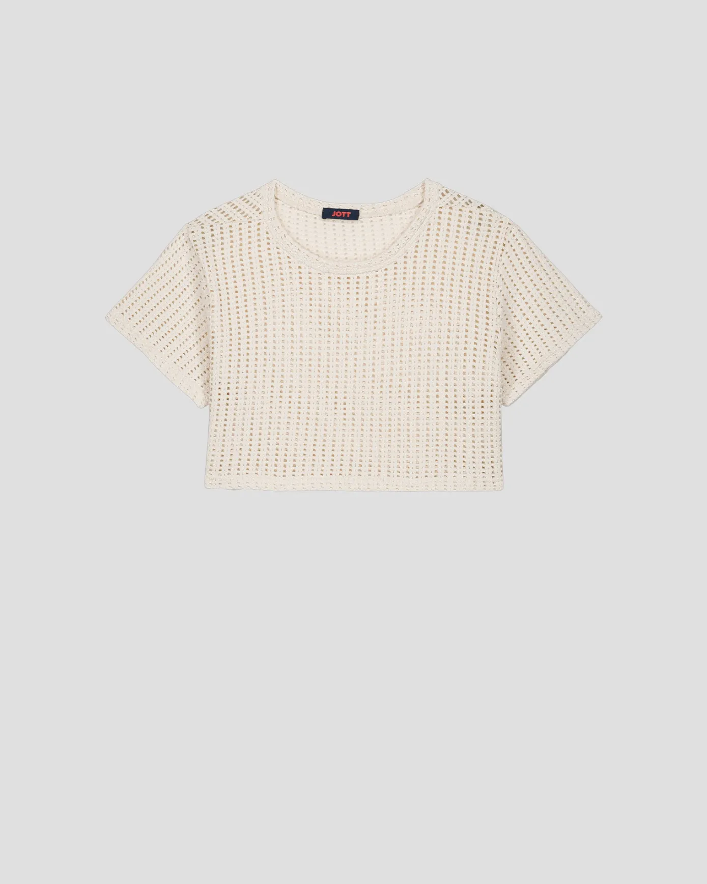 T-shirt col rond en maille de coton Naturel Giada