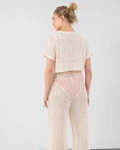 T-shirt col rond en maille de coton Naturel Giada