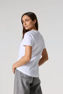 T-shirt à col rond femme en coton Blanc Angel 2.0