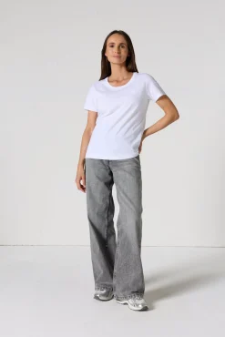 T-shirt à col rond femme en coton Blanc Angel 2.0