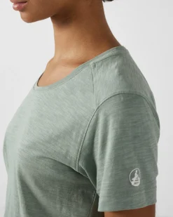 T-shirt col rond femme en coton Vert minéral Angela