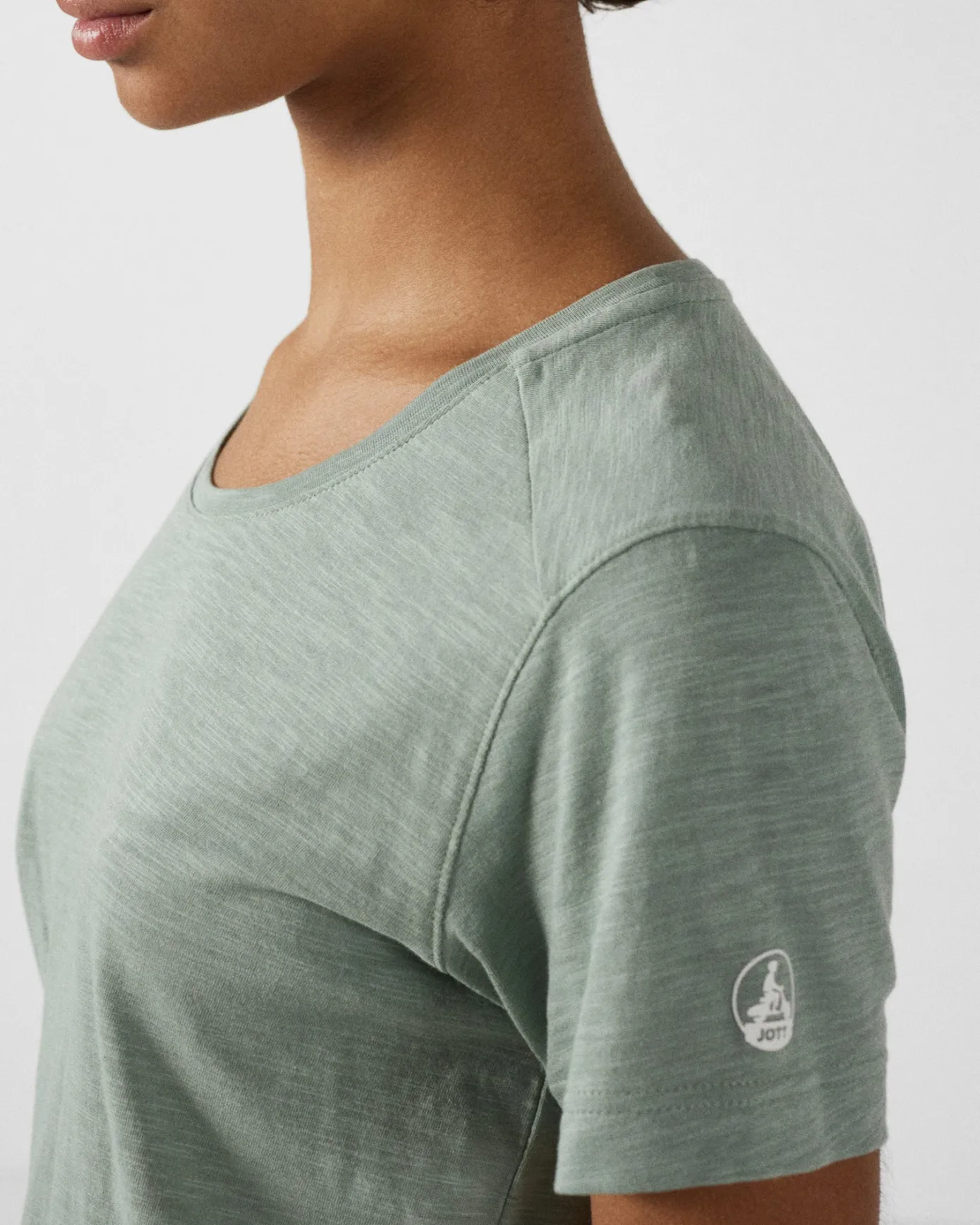 T-shirt col rond femme en coton Vert minéral Angela